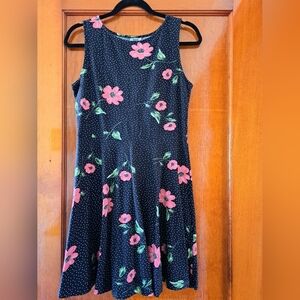 Navy Midi Fit and Flare Cocktail Dress